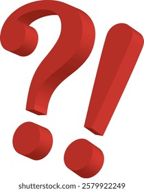 Red 3D question mark and ​​exclamation mark illustration
