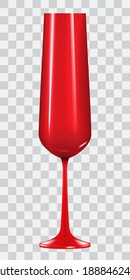 Red 3d realistic champagne glass isolated on transparenr background. Design element. Vector Illustration