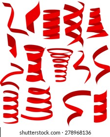 Red 3d ribbon sets