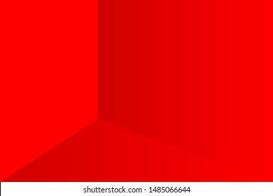 red 3d room. Empty vivid red room. room background. can be used for advertise product on website