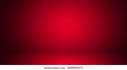 Red 3D room. Red gradient background 