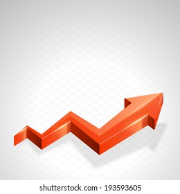 Red 3d shiny arrow move up business vector background