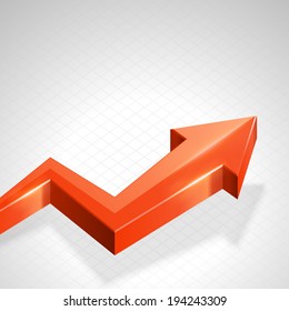 Red 3d shiny arrow move up business vector background 