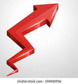 Red 3d shiny arrow move up business vector background 