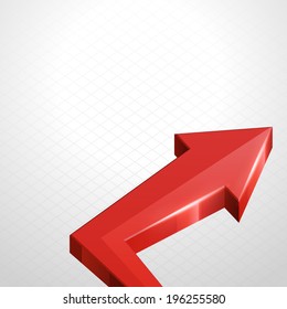 Red 3d shiny arrow move up business vector background 