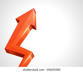 Red 3d shiny arrow move up business vector background 
