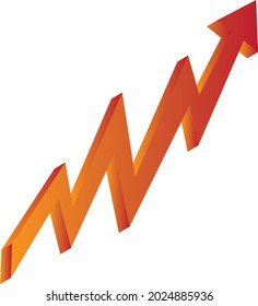 Red 3d shiny arrow move up business vector background
