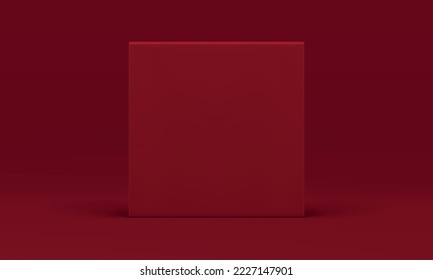 Red 3d squared wall geometric vertical foundation corner decor element realistic vector illustration. Premium polygonal basic architecture rendering minimal construction for presentation design
