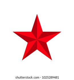 Red 3D star isolated on white background. Icon awards, prize, victory, win, rating. Vector illustration
