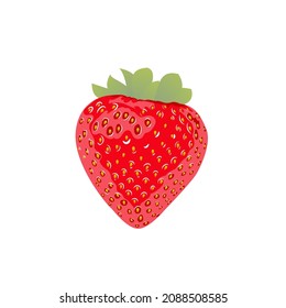 Red 3d strawberry isolated on white background. Vector illustration of summer fruit. Isolated clip art cartoon icon