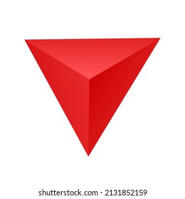 Rotes 3D-Dreieck auf weißem Hintergrund. Vektorgrafik.