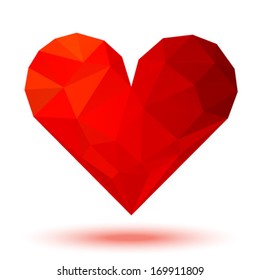 Red 3d valentine heart, vector illustration 