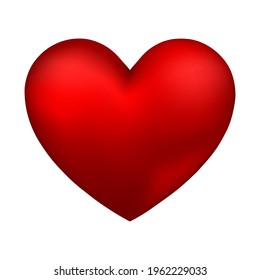 Red 3d valentine heart vector illustration isolated white background.