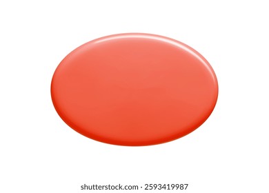 Red 3d vector plaque with oval elliptical shape and polished glow. Glossy speech bubble for messaging design. Shiny button element banner for navigation label or interface frame.