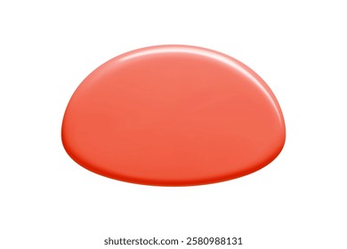 Red 3d vector plaque with smooth gradient oval surface and polished glow. Glossy speech bubble for dynamic messaging design. Shiny label element frame for dialogue tag or navigation button.