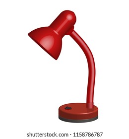 Red 3d vector table lamp illustration, isolated on white background
