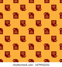 Red 3DS file document. Download 3ds button icon isolated seamless pattern on brown background. 3DS file symbol.  Vector Illustration