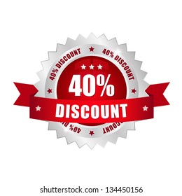 Red 40 percent discount button