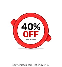 Red 40 percent off vector illustration for promotions and offers