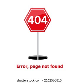 Red 404 error page not found with long shadow in flat style. Vector illustration Eps 10