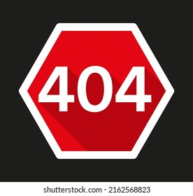 Red 404 error page not found with long shadow in flat style. Vector illustration Eps 10