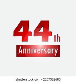 Red 44th year anniversary celebration simple logo white background