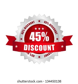 Red 45 percent discount button