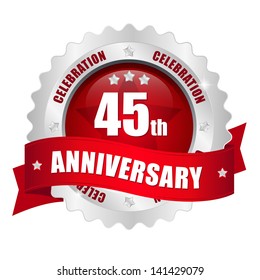 Red 45 year anniversary button