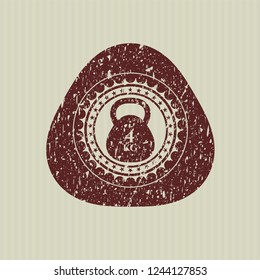 Red 4kg kettlebell icon inside distress grunge style stamp