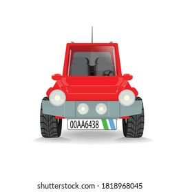 Red 4x4 Sport Utility Vehicle Front Back 3 Thirds View Illustration Isolated