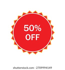 Red '50% Off' Discount Circular Badge