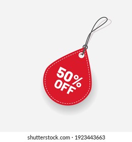 Red 50 Off Discount Tag Label Vector