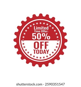 Red 50% Off Limited Time Offer Seal