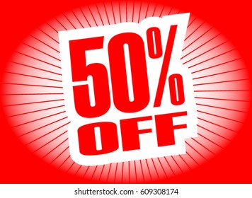 red 50% off logo vector for sale or discount advertisement