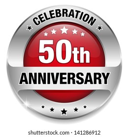 Red 50 years anniversary button svg