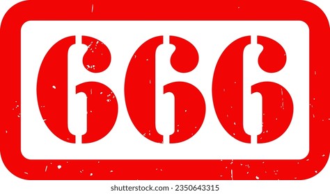 Red 666 Demon Devil Evil Satan Rubber Stamp Grunge Texture Label Badge Sticker Vector EPS PNG Transparent No Background Clip Art Vector EPS PNG 