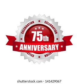 Red 75 year anniversary button