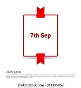 Red 7th Sep Labor Day Ribbon banner. Vector illustration