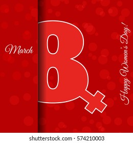 Red 8 March greeting card template International Women's day  vector illustration eps 10