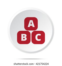 Red Abc Blocks icon on white web button