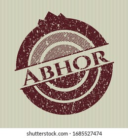 Red Abhor distressed rubber stamp with grunge texture