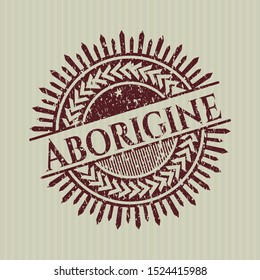 Red Aborigine rubber stamp with grunge texture