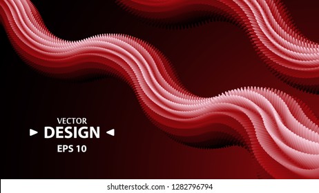 Red abstract 3d shape. Modern geometric gradient backdrop. Creative cover design, eps10 vector illustration