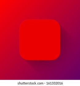 Red abstract app icon, blank button template with flat designed shadow and gradinent background for internet sites, web user interfaces (UI) and applications (apps). Vector illustration.