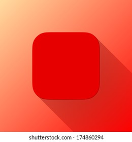 Red abstract app icon, blank button template with flat designed shadow and gradient background for internet sites, web user interfaces (UI) and applications (apps). Vector illustration.