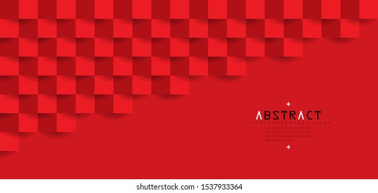 Red abstract architecture background with copy space. 3D paper art style background can be used in cover design, book design, brochure, flyer, poster, cd cover, website or advertising.