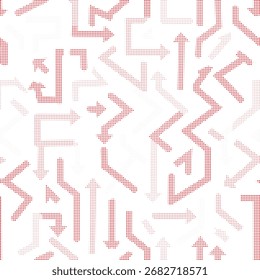 Red abstract arrow seamless maze pattern background for fabric, wallpaper, wrapping, branding, digital art, poster, website, craft, textile, print design - Powered by Shutterstock - Get 15% off with code: PIKWIZARD15