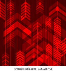 Red abstract arrows background. Vector illustration.