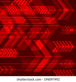 Red abstract arrows background. Vector illustration.