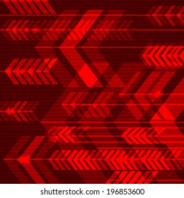 Red abstract arrows background. Vector illustration.